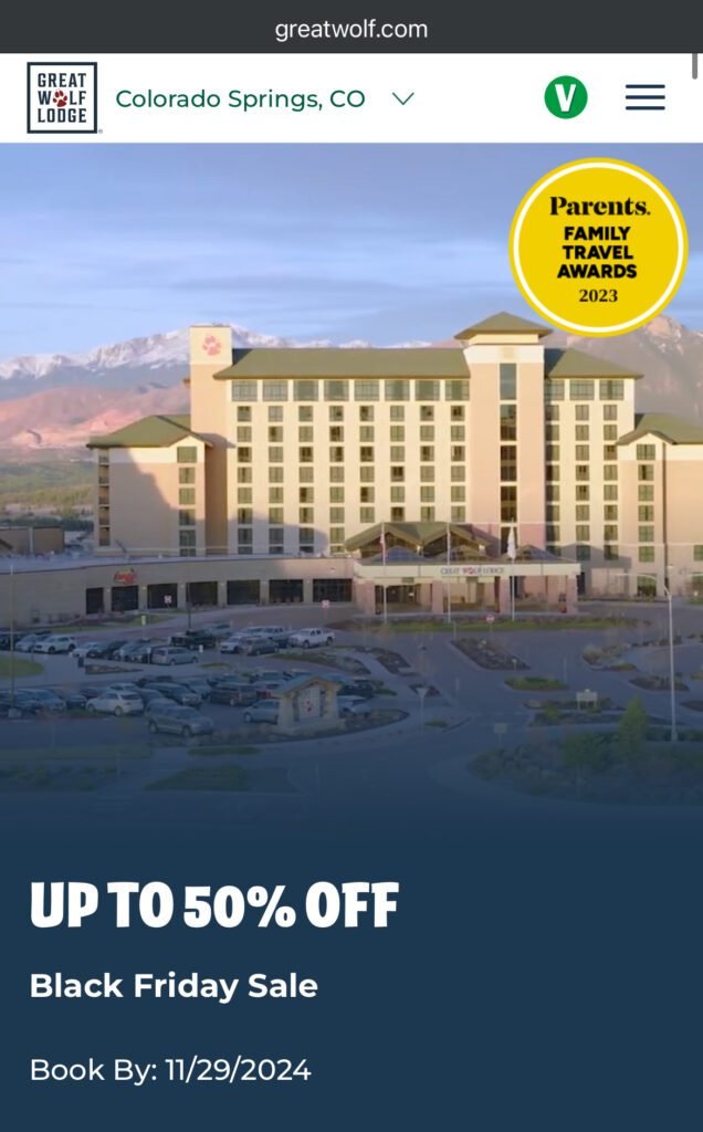 Great Wolf Lodge 50% off Black Friday Sale.