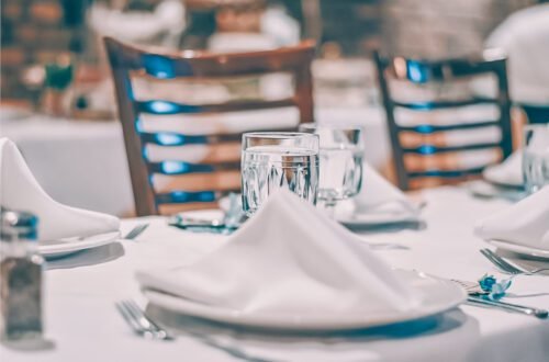 Elegant dining table at a fine dining restaurant.