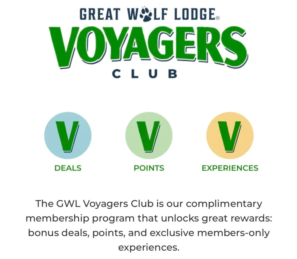 Great Wolf Lodge Voyagers Club information.