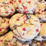 Freshly baked chocolate cherry chip holiday cookies.