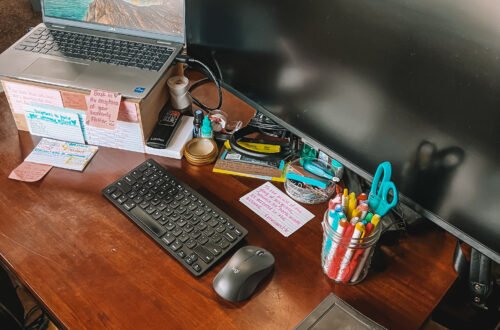 An at-home workspace for moms who work from home.