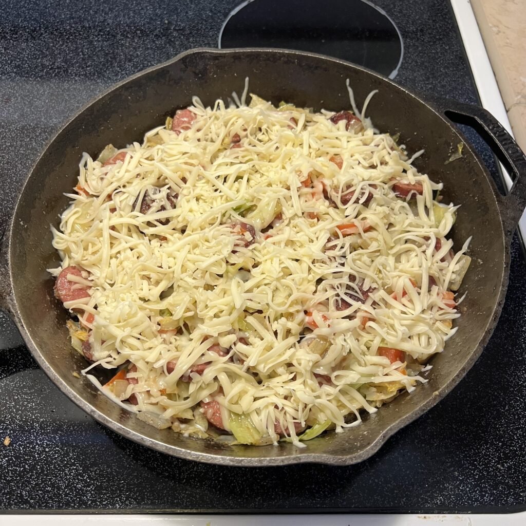 Adding cheese to any skillet meal is a great idea!