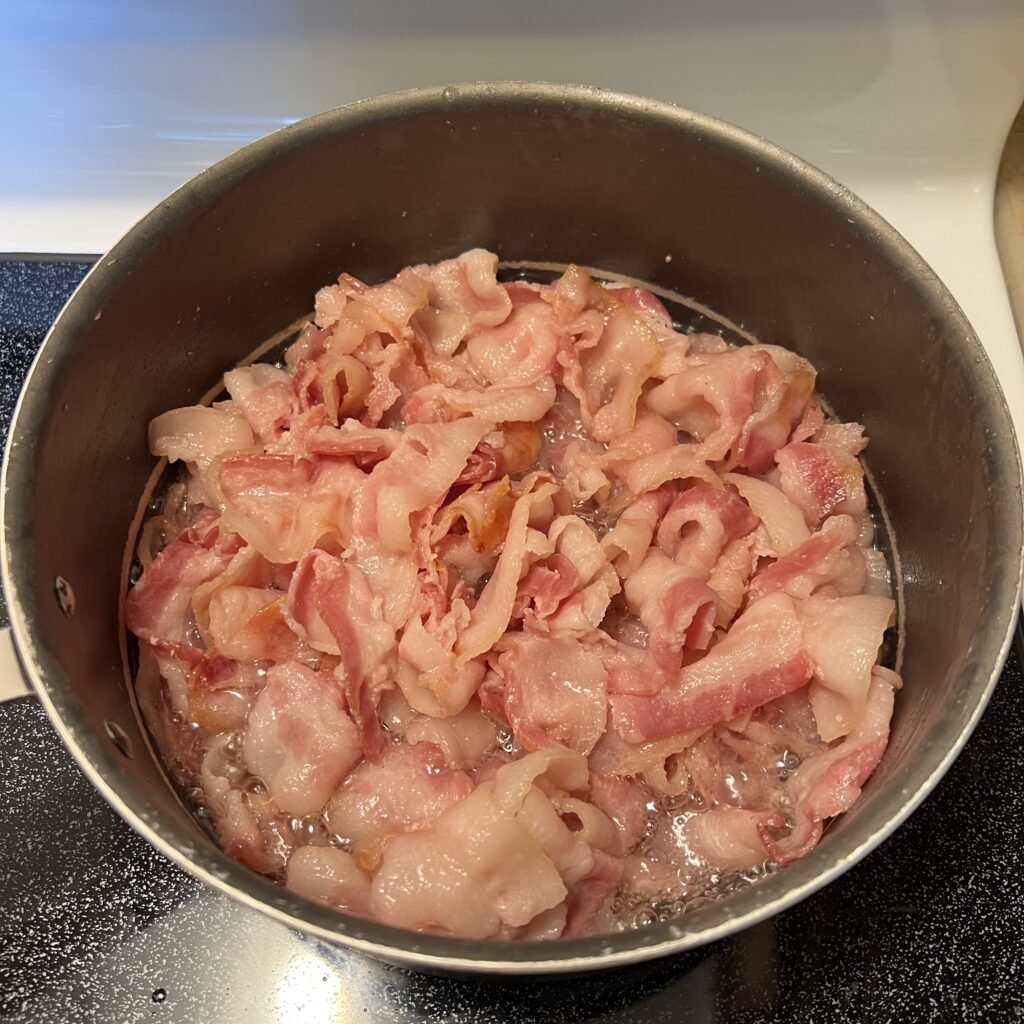 Cooking bacon in a saucepan is the easiest way to cook bacon.