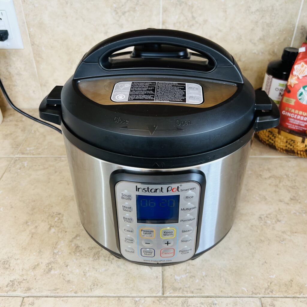 Prepping the Instant Pot to make a quick and easy family dinner.