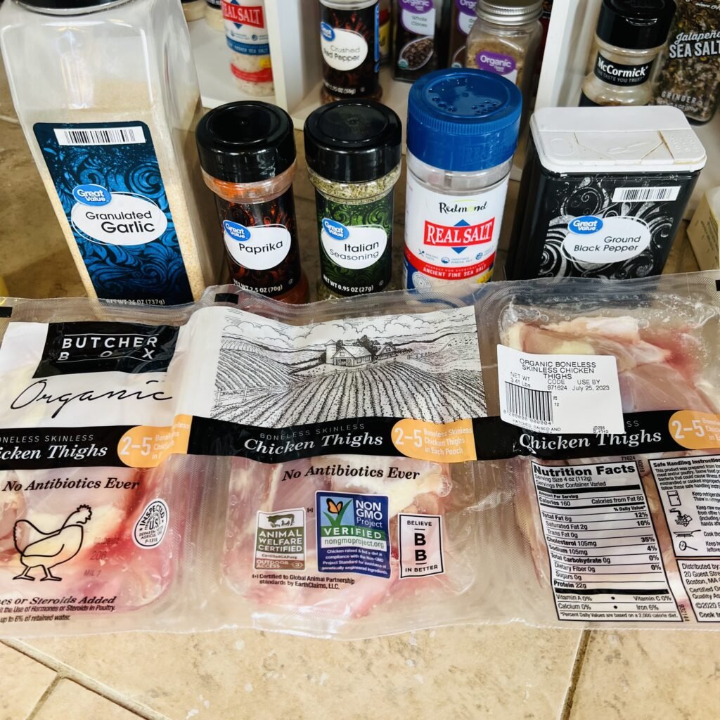 Seasoned Instant Pot chicken thighs.