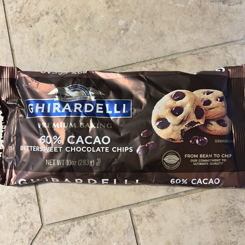 Ghirardelli 60% cacao bittersweet chocolate chips. Great for baked goods!