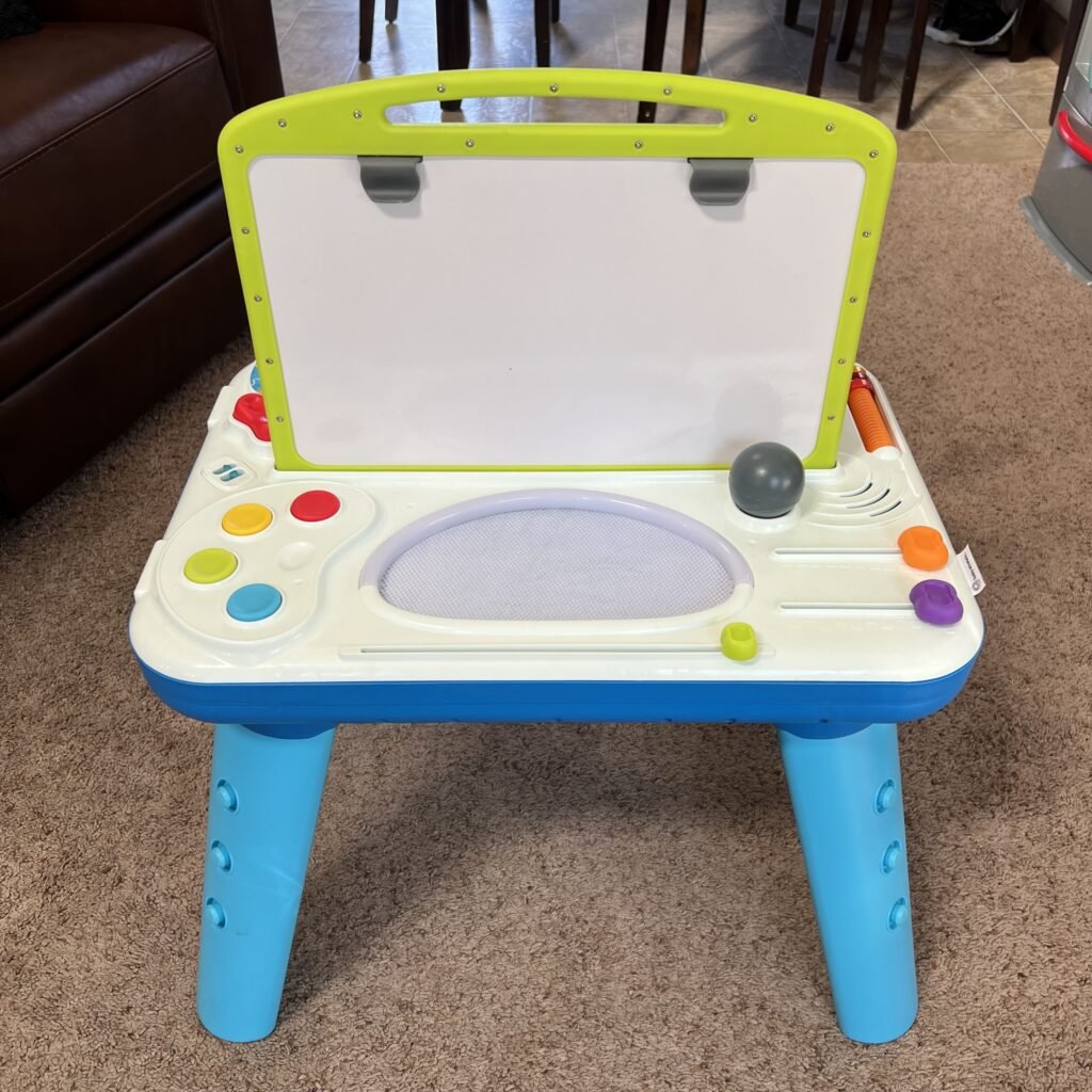 The Baby Einstein Curiosity Table is an engaging learning toy for one-year-olds.