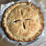 Yummy sweet cherry pie made with a delicious and flaky sourdough pie crust.