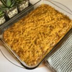 An overhead shot of a delicious and cheesy keto casserole.