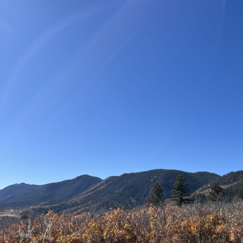 The beautiful fall mountains near Colorado Springs Colorado. Pictured from Fall Mountain Farm.