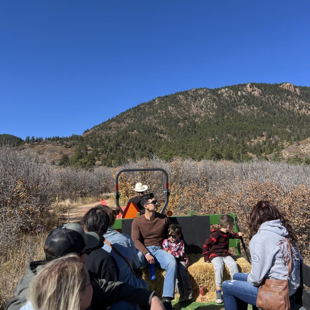 The hayride at Fall Mountain Farm in Monument Colorado.