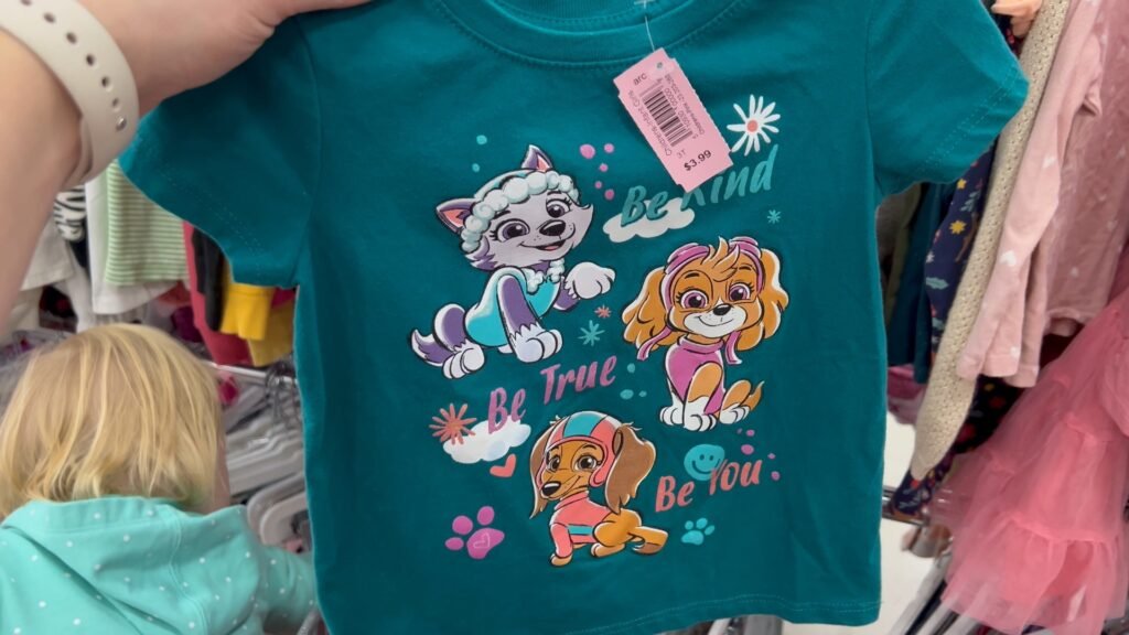 Finding a Paw Patrol t-shirt that is like new for our toddler.